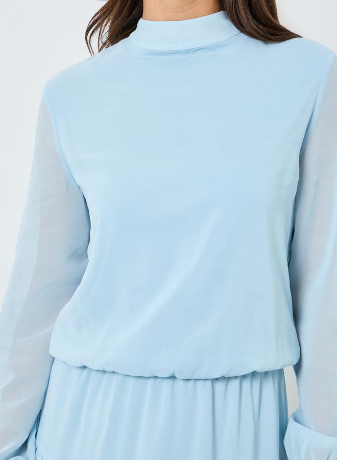 ستايلي فستان طويل بطبقات وأكمام بالون - Image 4